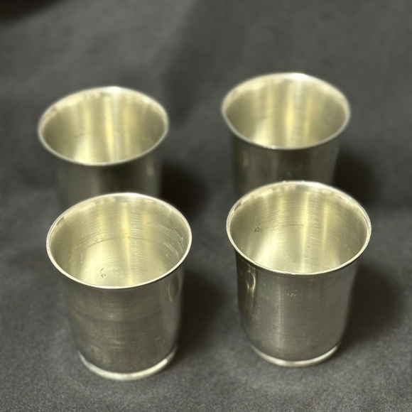 Vintage German 19th Century Pewter Barware Cups Set of 4 Angel Mark w Scales F K - Picture 3 of 6